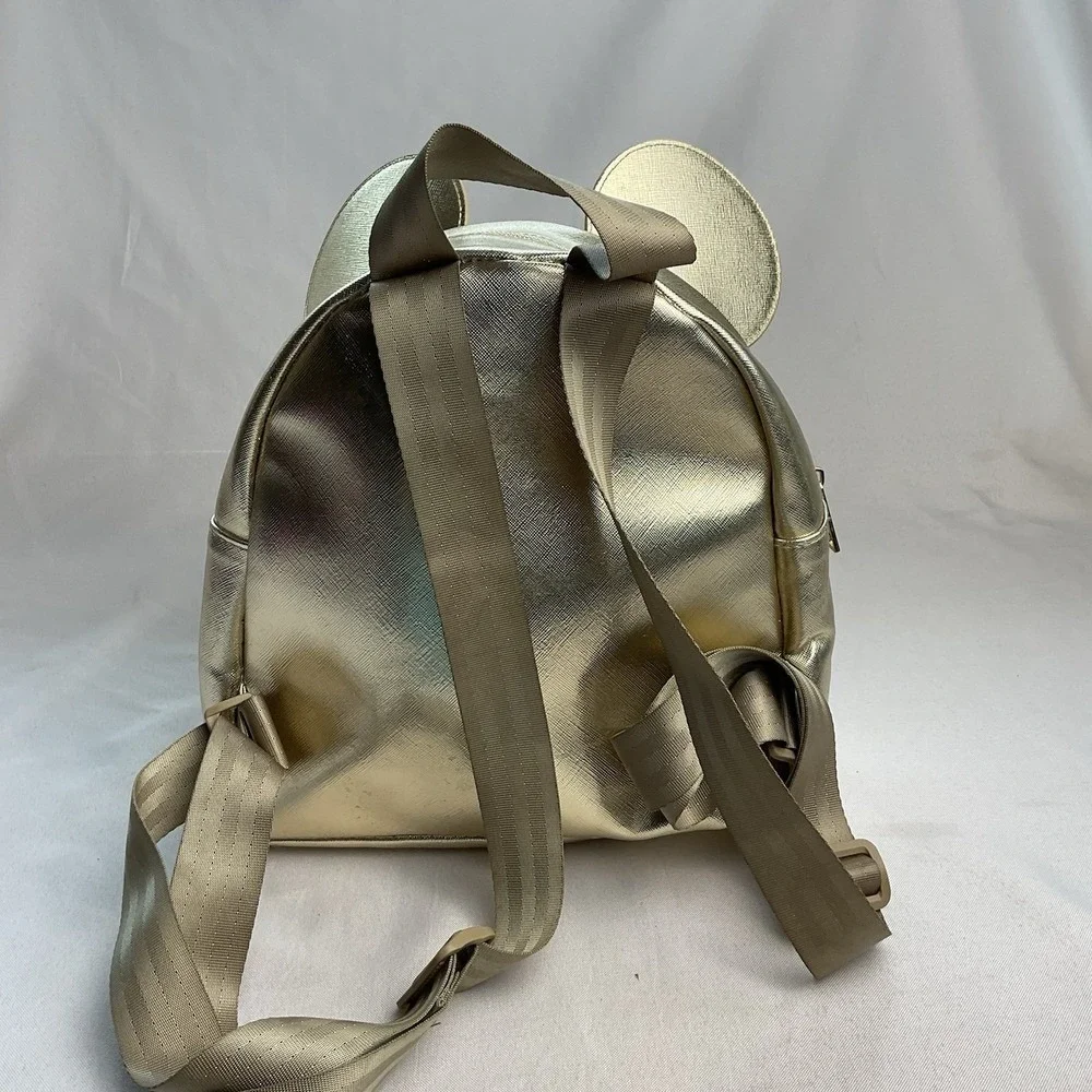 Disney Minnie Mouse Gold 3D Bow Ears Backpack Shoulder Bag Officially Licensed